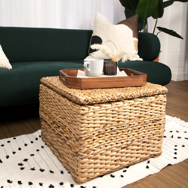 Image showcasing Dovecove Amadis Rattan Storage Ottoman | Wayfair